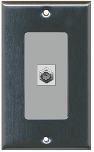 RiteAV Coax Wall Plate 1 Gang Decorative - Stainless Steel/Gray