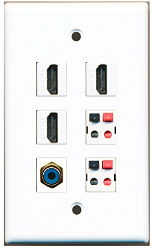 RiteAV - 3 HDMI 1 Port RCA Blue 2 Port Speaker Wall Plate
