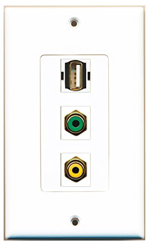 RiteAV - 1 Port RCA Yellow and 1 Port RCA Green and 1 Port USB A-A Decorative Wall Plate Decorative