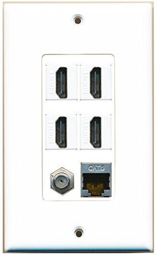 RiteAV - 4 Port HDMI 1 Coax Cable TV- F-Type 1 Shielded Cat6 Ethernet Wall Plate Decorative