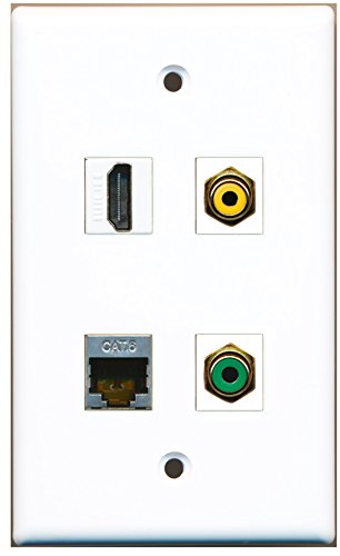 RiteAV - 1 Port HDMI 1 Port RCA Yellow 1 Port RCA Green 1 Port Shielded Cat6 Ethernet Wall Plate