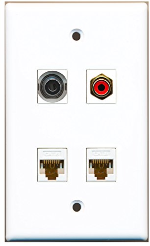 RiteAV - 1 Port RCA Red 1 Port 3.5mm 2 Port Cat6 Ethernet White Wall Plate