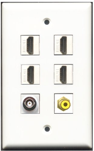 RiteAV - 4 Port HDMI 1 RCA Yellow 1 BNC Wall Plate
