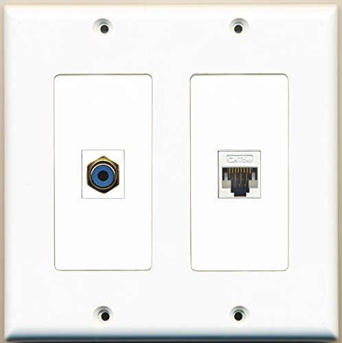 RiteAV - 1 Port RCA Blue 1 Port Cat5e Ethernet White - Dual Gang Wall Plate