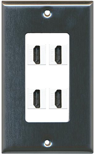 RiteAV 4 HDMI White Wall Plate Stainless Steel / White