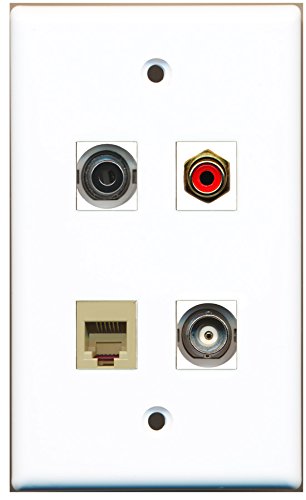 RiteAV - 1 Port RCA Red 1 Port Phone RJ11 RJ12 Beige 1 Port 3.5mm 1 Port BNC Wall Plate