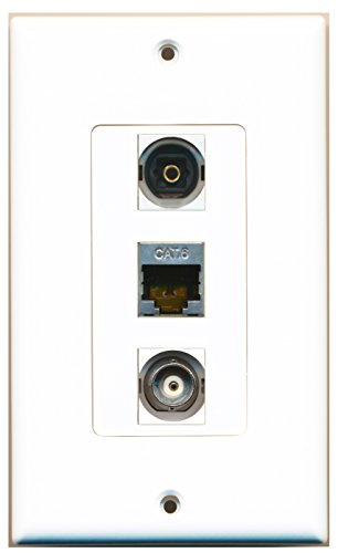 RiteAV - 1 Port Shielded Cat6 Ethernet and 1 Port Toslink and 1 Port BNC Decorative Wall Plate Decorative
