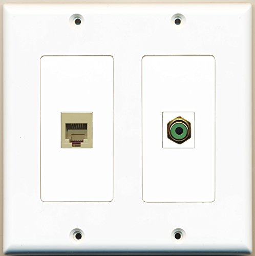 RiteAV - 1 Port RCA Green 1 Port Phone RJ11 RJ12 Beige - Dual Gang Wall Plate