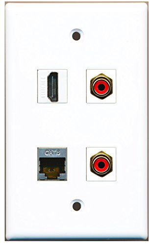 RiteAV - 1 Port HDMI 2 Port RCA Red 1 Port Shielded Cat6 Ethernet Wall Plate