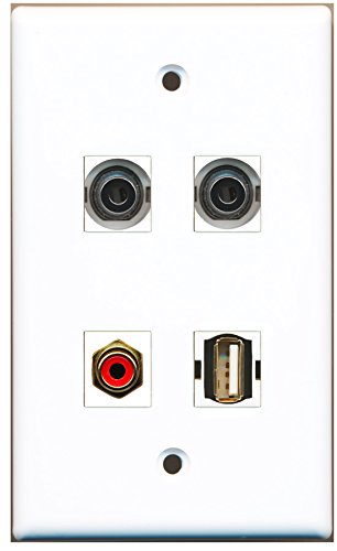 RiteAV - 1 Port RCA Red 1 Port USB A-A 2 Port 3.5mm Wall Plate