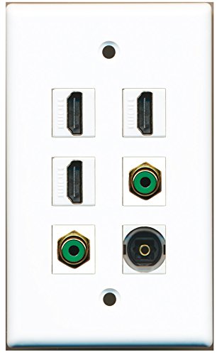RiteAV - 3 HDMI 2 Port RCA Green 1 Port Toslink Wall Plate