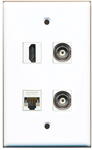 RiteAV - 1 Port HDMI 2 Port BNC 1 Port Cat5e Ethernet White Wall Plate
