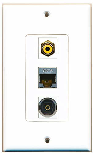RiteAV - 1 Port RCA Yellow and 1 Port Shielded Cat6 Ethernet and 1 Port Toslink Decorative Wall Plate Decorative
