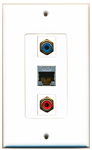 RiteAV - 1 Port RCA Red and 1 Port RCA Blue and 1 Port Shielded Cat6 Ethernet Decorative Wall Plate Decorative