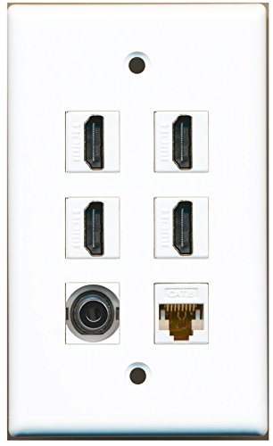 RiteAV - 4 HDMI 1 Port 3.5mm 1 Port Cat6 Ethernet White Wall Plate