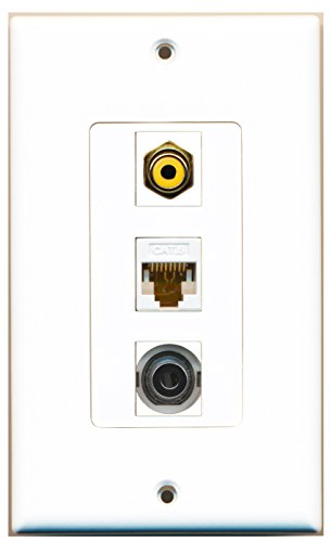RiteAV - 1 Port RCA Yellow and 1 Port 3.5mm and 1 Port Cat6 Ethernet White Decorative Wall Plate Decorative