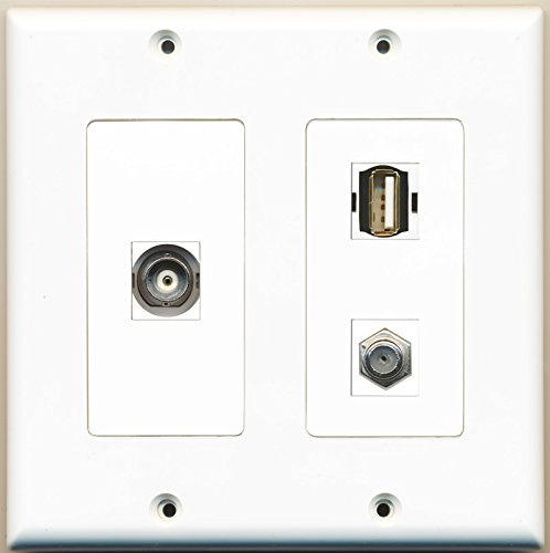 RiteAV - 1 Port Coax Cable TV- F-Type 1 Port USB A-A 1 Port BNC - 2 Gang Wall Plate