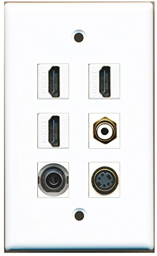 RiteAV - 3 HDMI 1 Port RCA White 1 Port S-Video 1 Port 3.5mm Wall Plate