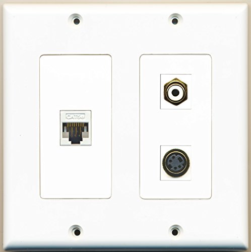 RiteAV - 1 Port RCA White 1 Port S-Video 1 Port Cat5e Ethernet White - 2 Gang Wall Plate