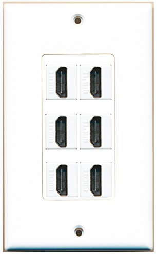 RiteAV - 6 Port Hdmi Decorative Keystone Wallplate Single Gang (White)