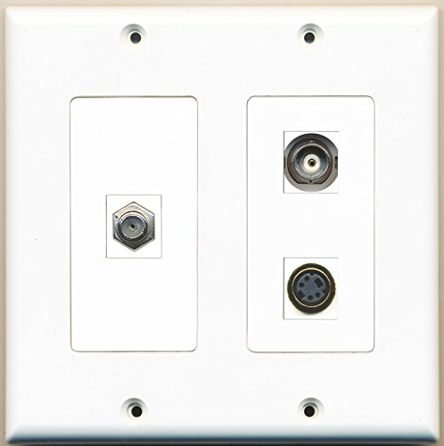 RiteAV - 1 Port Coax Cable TV- F-Type 1 Port S-Video 1 Port BNC - 2 Gang Wall Plate