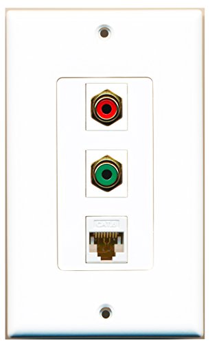 RiteAV - 1 Port RCA Red and 1 Port RCA Green and 1 Port Cat6 Ethernet White Decorative Wall Plate Decorative