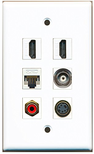 RiteAV - 2 HDMI 1 Port RCA Red 1 Port S-Video 1 Port BNC 1 Port Cat5e Ethernet White Wall Plate