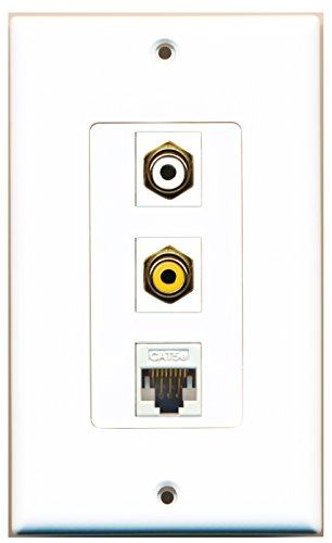 RiteAV - 1 Port RCA White and 1 Port RCA Yellow and 1 Port Cat5e Ethernet White Decorative Wall Plate Decorative
