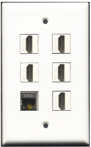 RiteAV - 5 Port HDMI 1 Shielded Cat6 Ethernet Wall Plate