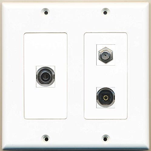 RiteAV - 1 Port Coax Cable TV- F-Type 1 Port Toslink 1 Port 3.5mm - 2 Gang Wall Plate