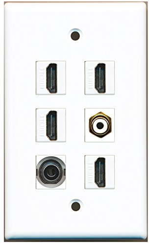RiteAV - 4 HDMI 1 Port RCA White 1 Port 3.5mm Wall Plate