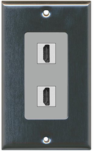 RiteAV - 2 Port HDMI 2.0 Decorative Wall Plate - Stainless Steel/Gray
