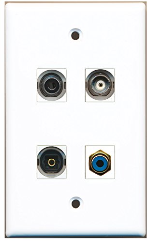 RiteAV - 1 Port RCA Blue 1 Port Toslink 1 Port 3.5mm 1 Port BNC Wall Plate