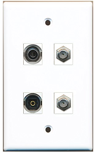 RiteAV - 2 Port Coax Cable TV- F-Type 1 Port Toslink 1 Port 3.5mm Wall Plate