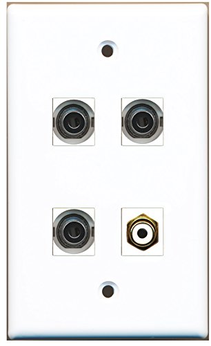 RiteAV - 1 Port RCA White 3 Port 3.5mm Wall Plate