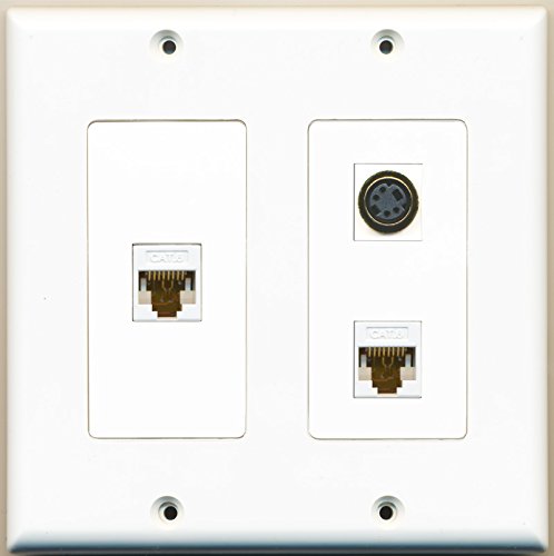 RiteAV - 1 Port S-Video 2 Port Cat6 Ethernet White - 2 Gang Wall Plate