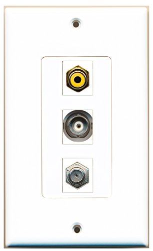 RiteAV - 1 Port RCA Yellow and 1 Port Coax Cable TV- F-Type and 1 Port BNC Decorative Wall Plate Decorative