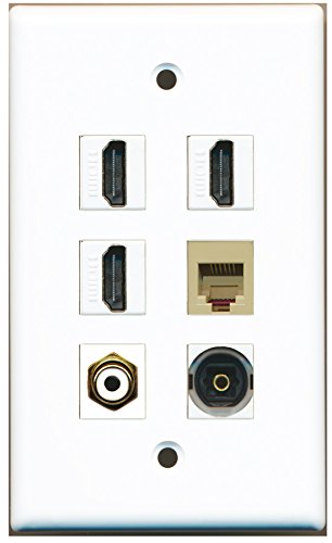 RiteAV - 3 HDMI 1 Port RCA White 1 Port Phone RJ11 RJ12 Beige 1 Port Toslink Wall Plate