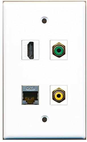 RiteAV - 1 Port HDMI 1 Port RCA Yellow 1 Port RCA Green 1 Port Shielded Cat6 Ethernet Wall Plate