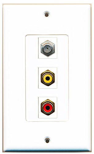 RiteAV - 1 Port RCA Red and 1 Port RCA Yellow and 1 Port Coax Cable TV- F-Type Decorative Wall Plate Decorative