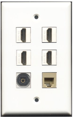 RiteAV - 4 Port HDMI 1 Phone RJ11 RJ12 Beige 1 Toslink Wall Plate