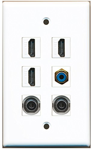 RiteAV - 3 HDMI 1 Port RCA Blue 2 Port 3.5mm Wall Plate
