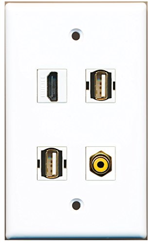 RiteAV - 1 Port HDMI 1 Port RCA Yellow 2 Port USB A-A Wall Plate