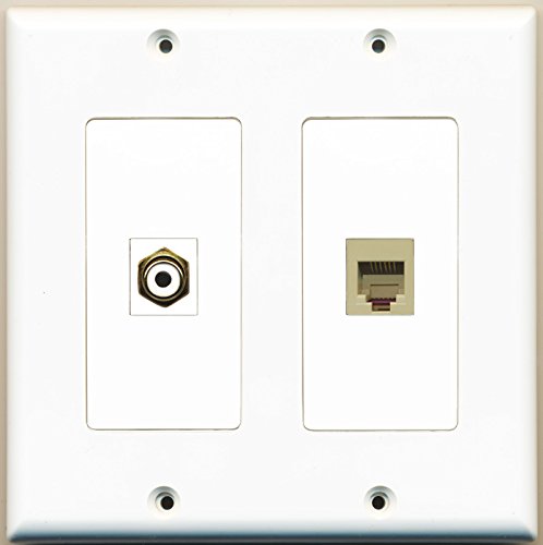 RiteAV - 1 Port RCA White 1 Port Phone RJ11 RJ12 Beige - Dual Gang Wall Plate