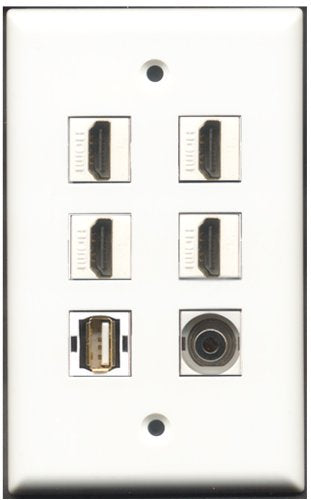 RiteAV - 4 Port HDMI 1 USB A-A 1 3.5mm Wall Plate