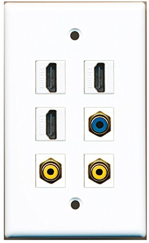 RiteAV - 3 HDMI 2 Port RCA Yellow 1 Port RCA Blue Wall Plate