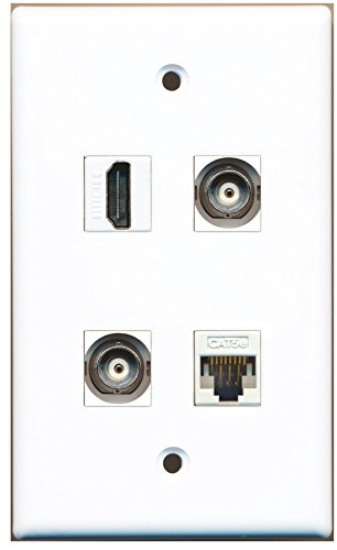 RiteAV - 1 Port HDMI 2 Port BNC 1 Port Cat5e Ethernet White Wall Plate