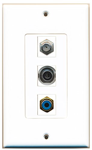 RiteAV - 1 Port RCA Blue and 1 Port Coax Cable TV- F-Type and 1 Port 3.5mm Decorative Wall Plate Decorative