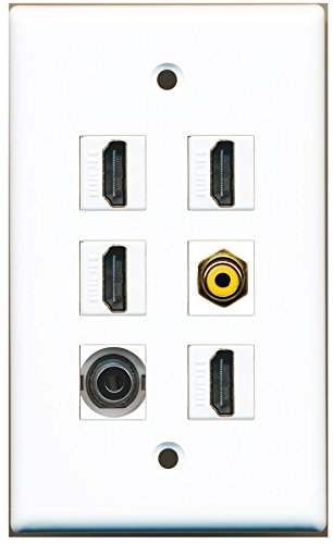 RiteAV - 4 HDMI 1 Port RCA Yellow 1 Port 3.5mm Wall Plate