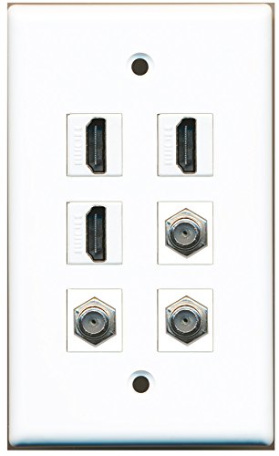 RiteAV - 3 HDMI 3 Port Coax Cable TV- F-Type Wall Plate